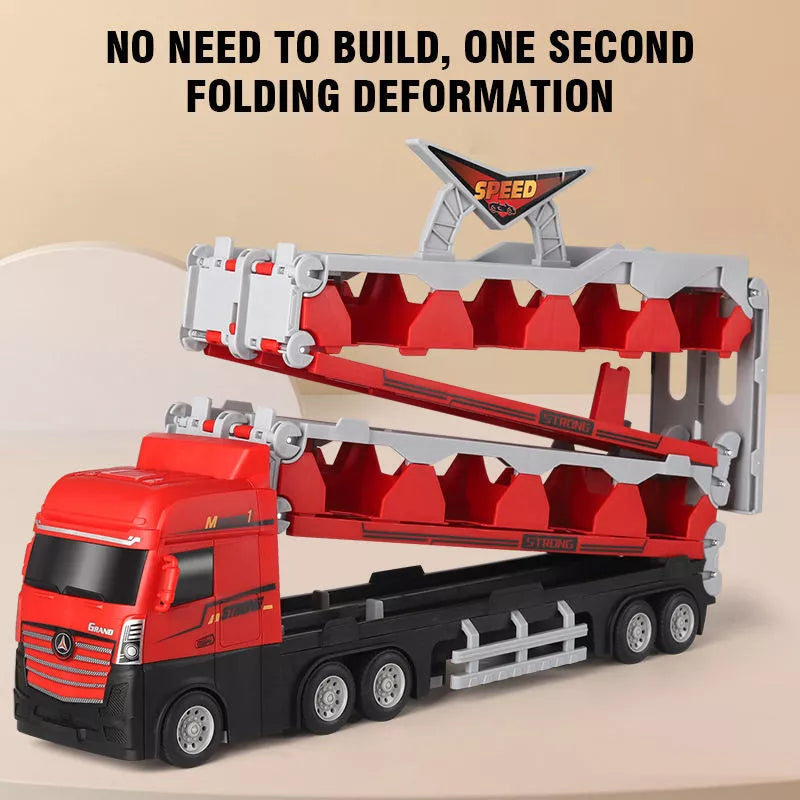 207 cm Foldable Launcher Truck with Double Track Racing Cars Ilmi Toys